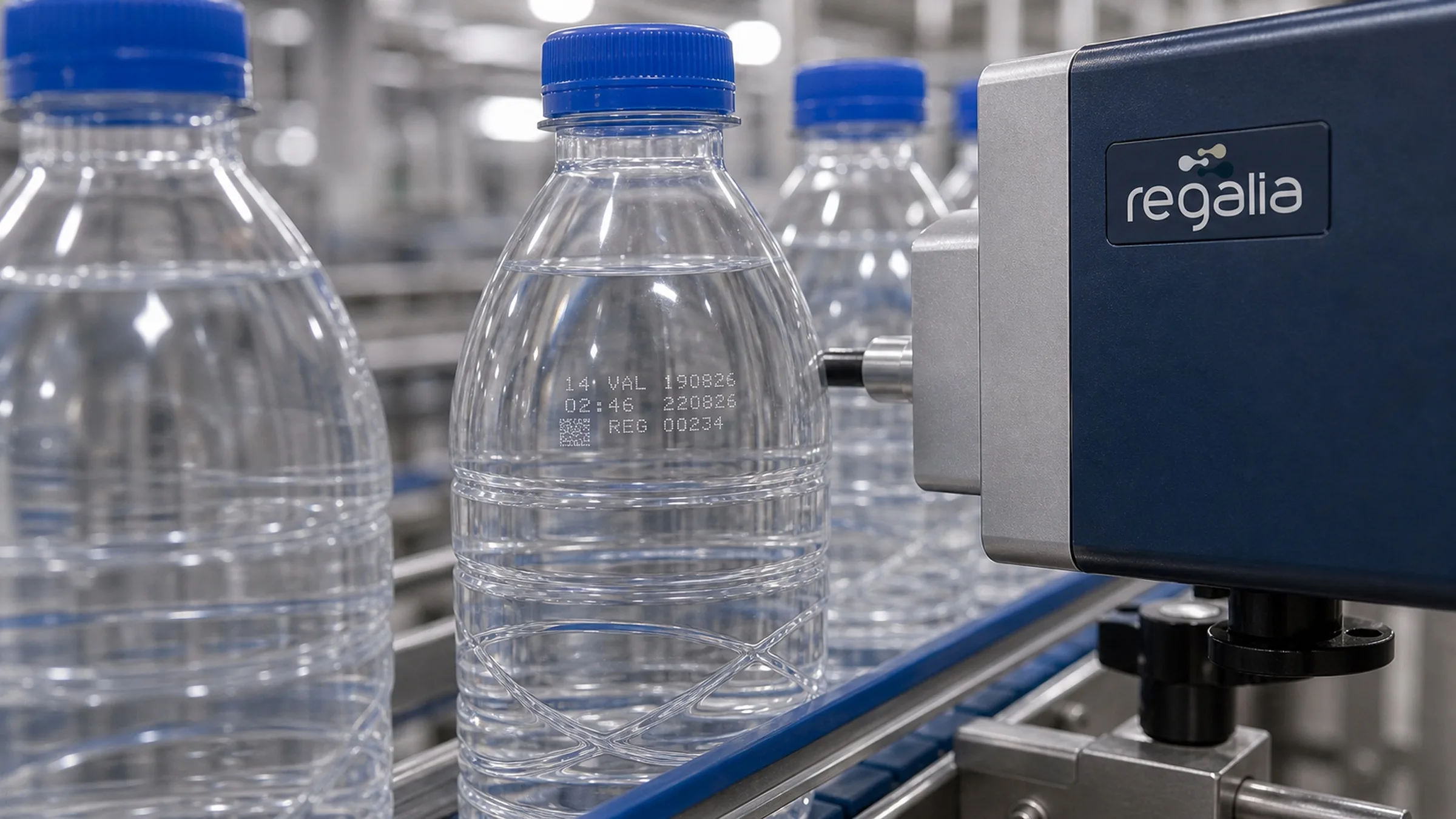 Aplicação do código único sobre a embalagem na linha de produção